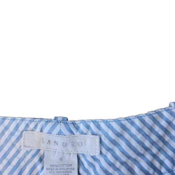Sandro Blue White Cotton Seersucker Summer Shorts Size 8 - Picture 3 of 4